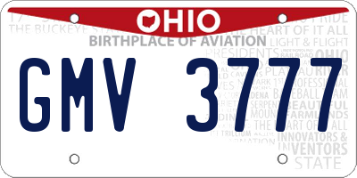 OH license plate GMV3777