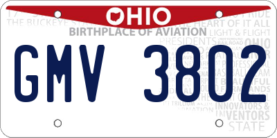 OH license plate GMV3802