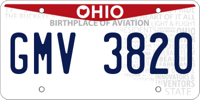 OH license plate GMV3820
