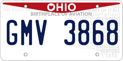 OH license plate GMV3868