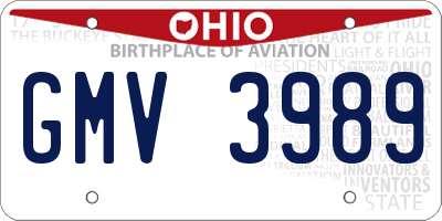 OH license plate GMV3989