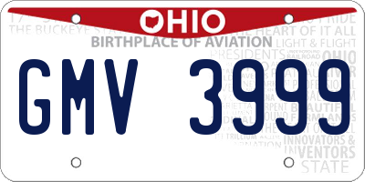 OH license plate GMV3999