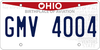 OH license plate GMV4004