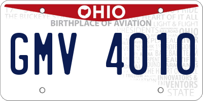 OH license plate GMV4010