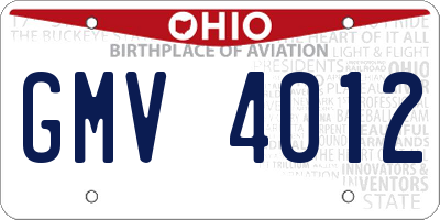 OH license plate GMV4012