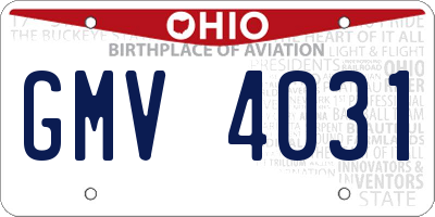 OH license plate GMV4031