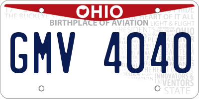 OH license plate GMV4040