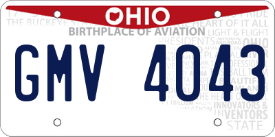 OH license plate GMV4043