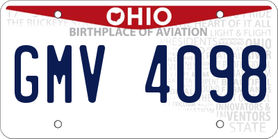 OH license plate GMV4098