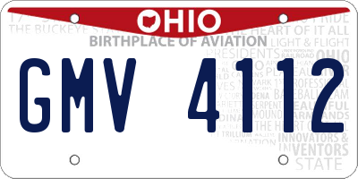 OH license plate GMV4112