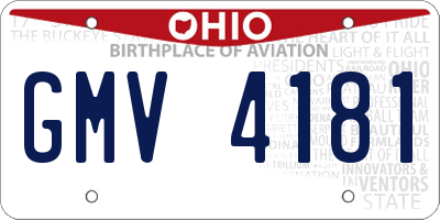 OH license plate GMV4181