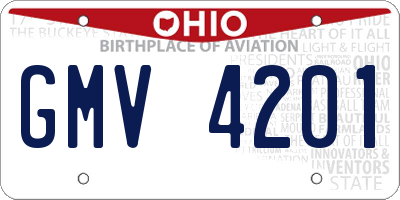 OH license plate GMV4201