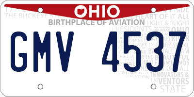 OH license plate GMV4537