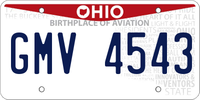 OH license plate GMV4543