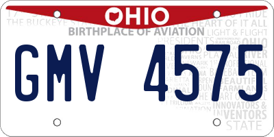 OH license plate GMV4575