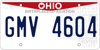 OH license plate GMV4604