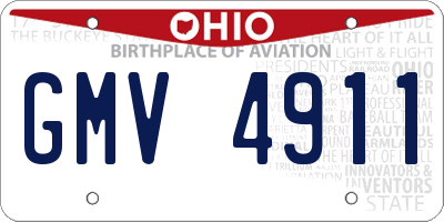 OH license plate GMV4911