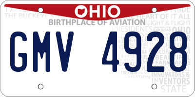 OH license plate GMV4928