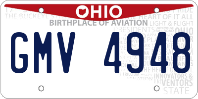 OH license plate GMV4948