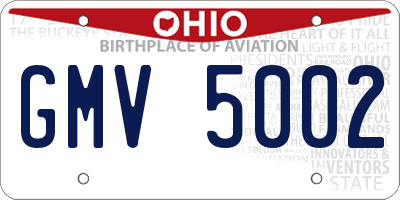 OH license plate GMV5002