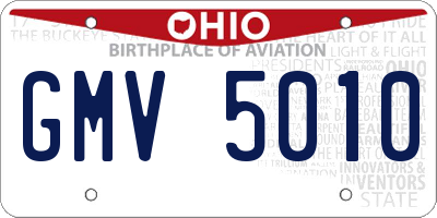 OH license plate GMV5010