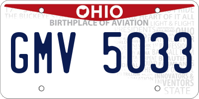 OH license plate GMV5033