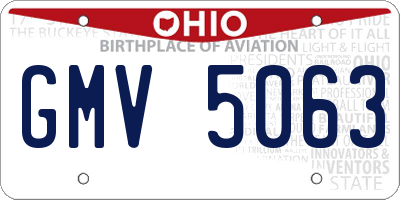 OH license plate GMV5063