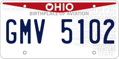 OH license plate GMV5102
