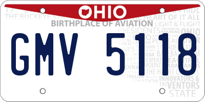 OH license plate GMV5118