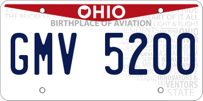 OH license plate GMV5200