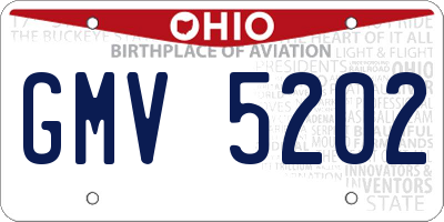 OH license plate GMV5202
