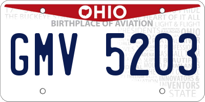 OH license plate GMV5203