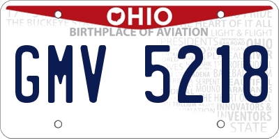 OH license plate GMV5218
