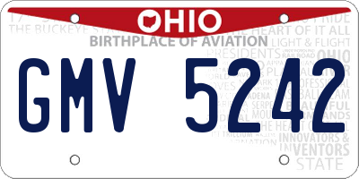 OH license plate GMV5242