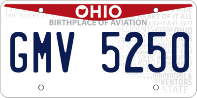 OH license plate GMV5250