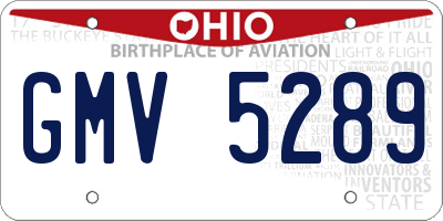 OH license plate GMV5289
