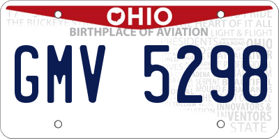 OH license plate GMV5298