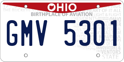 OH license plate GMV5301
