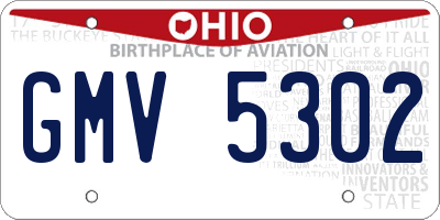 OH license plate GMV5302
