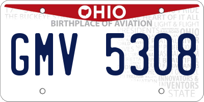 OH license plate GMV5308