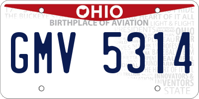 OH license plate GMV5314