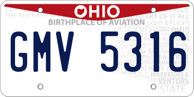 OH license plate GMV5316
