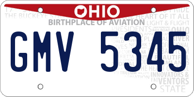 OH license plate GMV5345