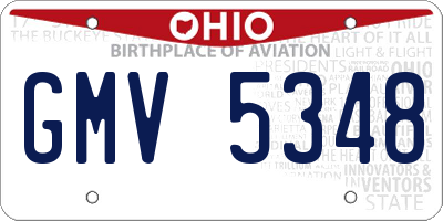 OH license plate GMV5348