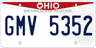OH license plate GMV5352