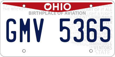 OH license plate GMV5365