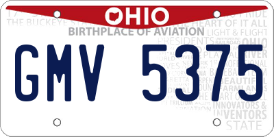OH license plate GMV5375