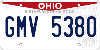 OH license plate GMV5380