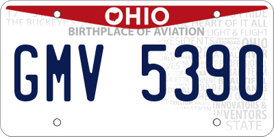 OH license plate GMV5390