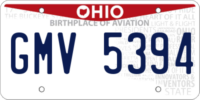 OH license plate GMV5394